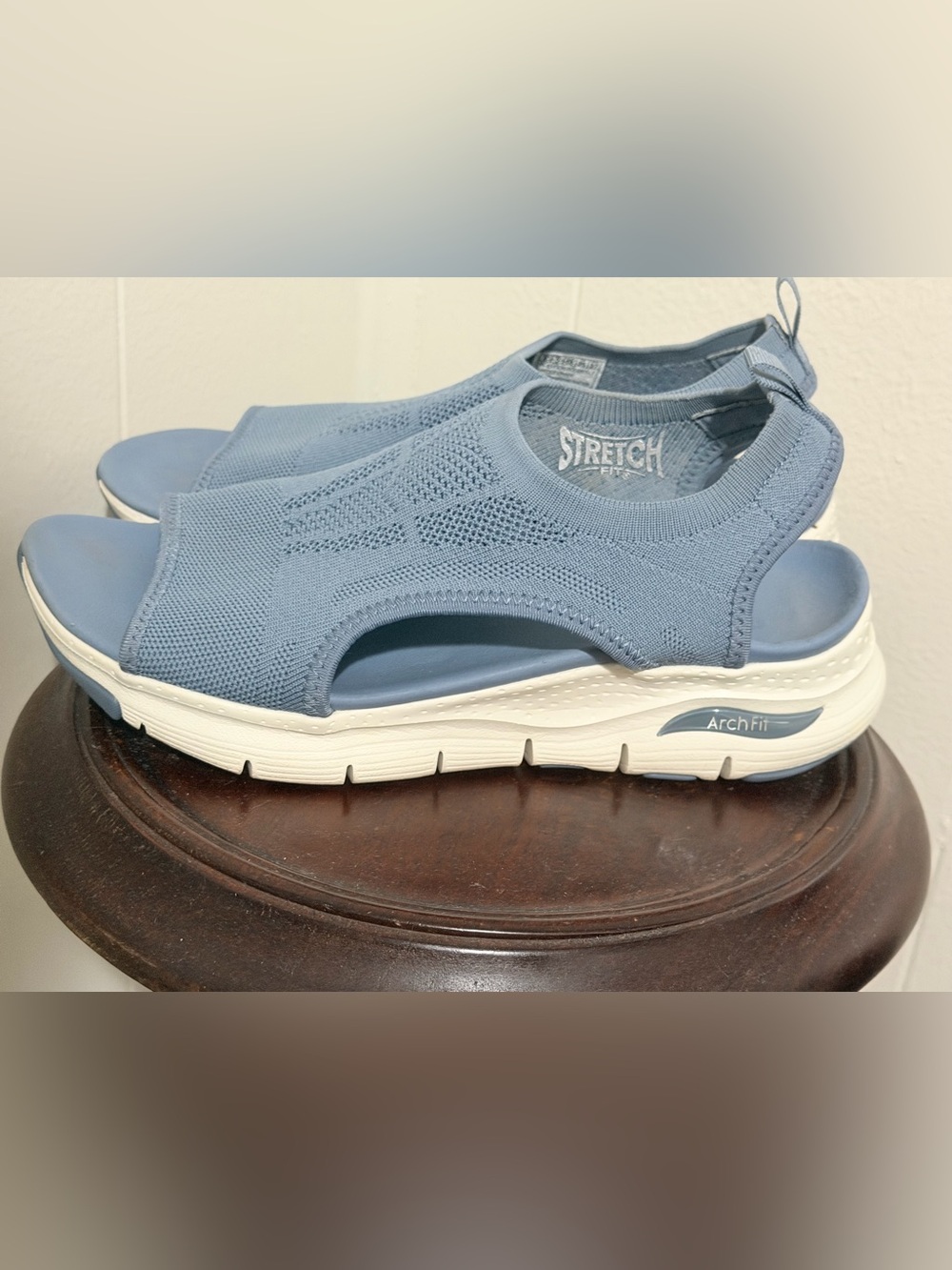 Women's Lightweight Knit Slingback Sandal in Dusty Blue